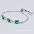 Hot Selling Jewelry S925 Silver Adjustable Bracelet Emeralds